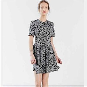 Kimchi Blue Black Pleated Floral Shirt Dress